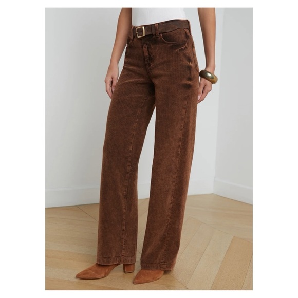L’AGENCE Scottie Corduroy Wide Leg Jeans | Saddle Brown | Size 33 - Picture 3 of 10